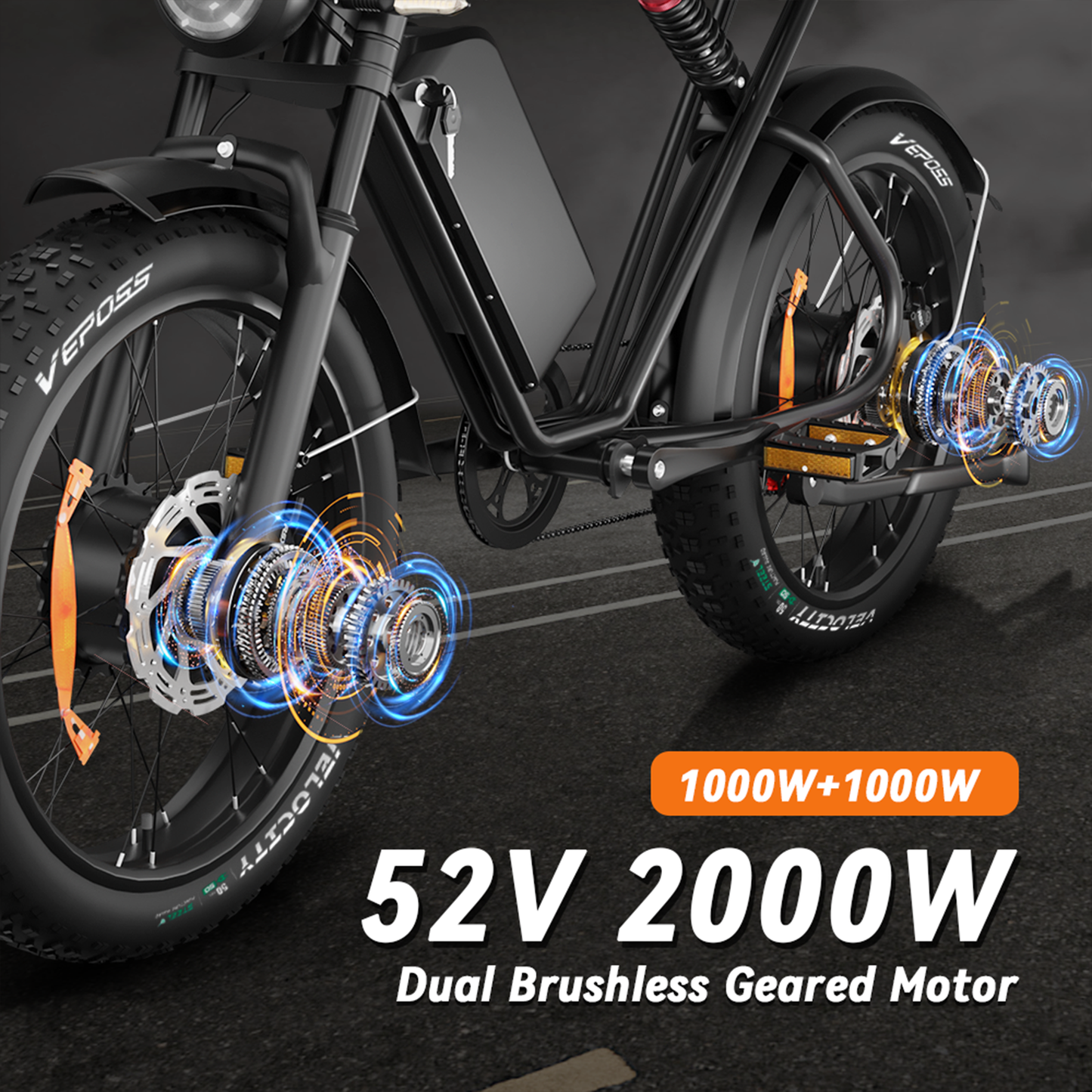 MOOBELO E10 Dual-Motor Fat Tire Ebike: 160-Mile Range, 2600W Power